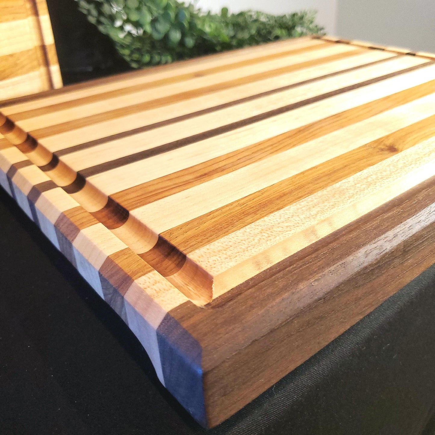 Handmade Hardwood Cutting Board, Made in Illinois, with walnut, maple and red oak.