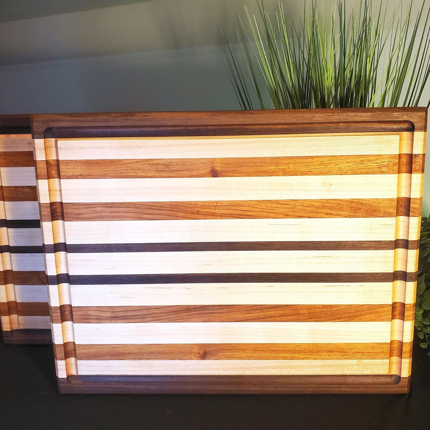 Handmade Hardwood Cutting Board, Made in Illinois, with walnut, maple and red oak.