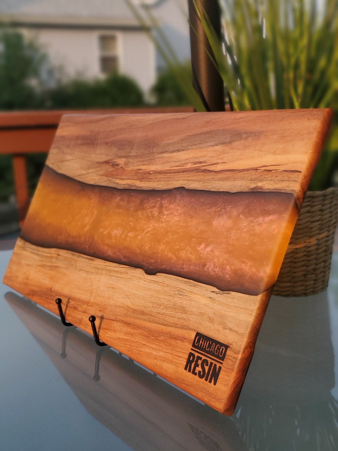 Custom Made Resin River Charcuterie Board, Epoxy and Hard Maple Serving Board, Rectangle Resin Serving Plate, Handmade Serving Tray, Unique