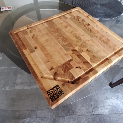 Red Oak Chopping Block, End Grain, 2-1/4″ Thick, Unique