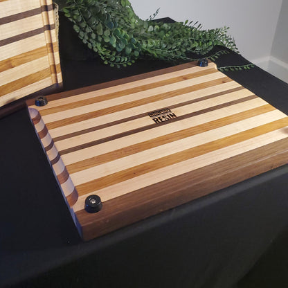 Handmade Hardwood Cutting Board, Made in Illinois, with walnut, maple and red oak.