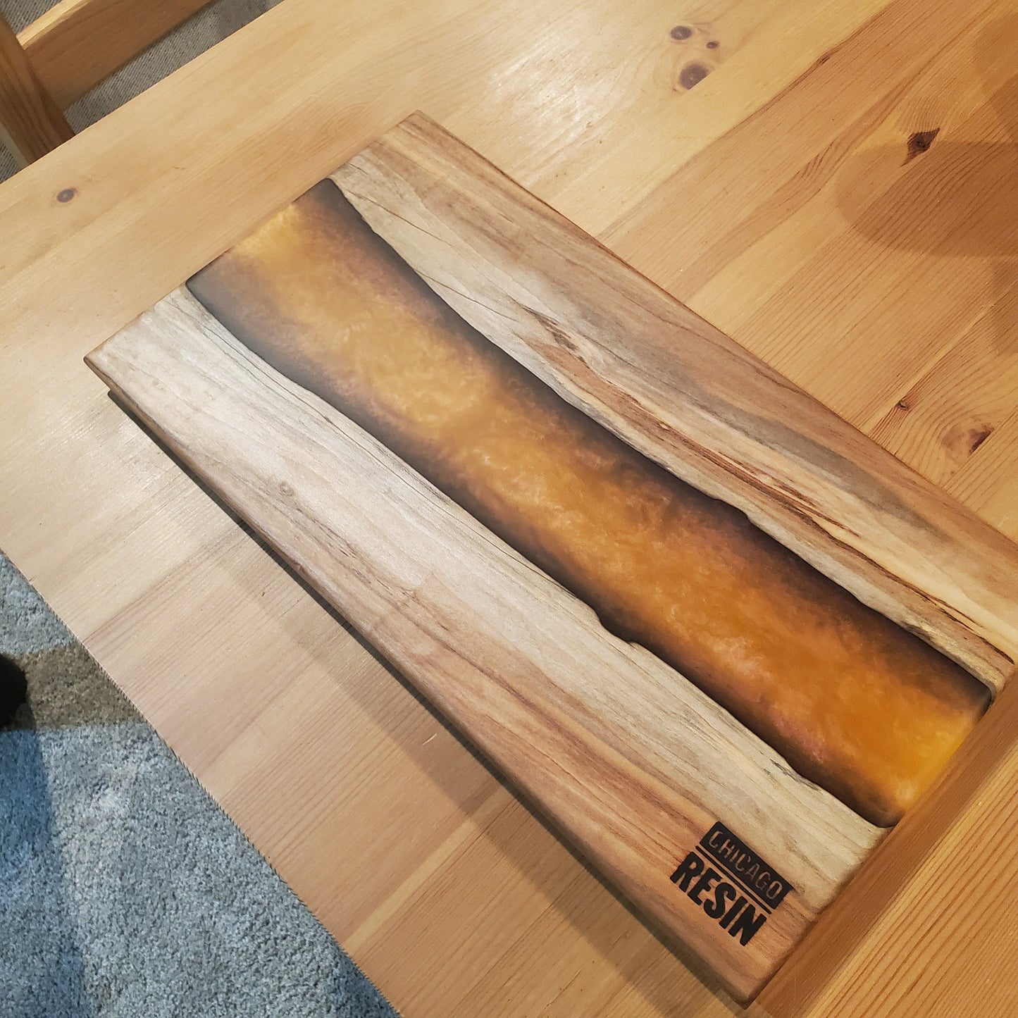 Custom Made Resin River Charcuterie Board, Epoxy and Hard Maple Serving Board, Rectangle Resin Serving Plate, Handmade Serving Tray, Unique