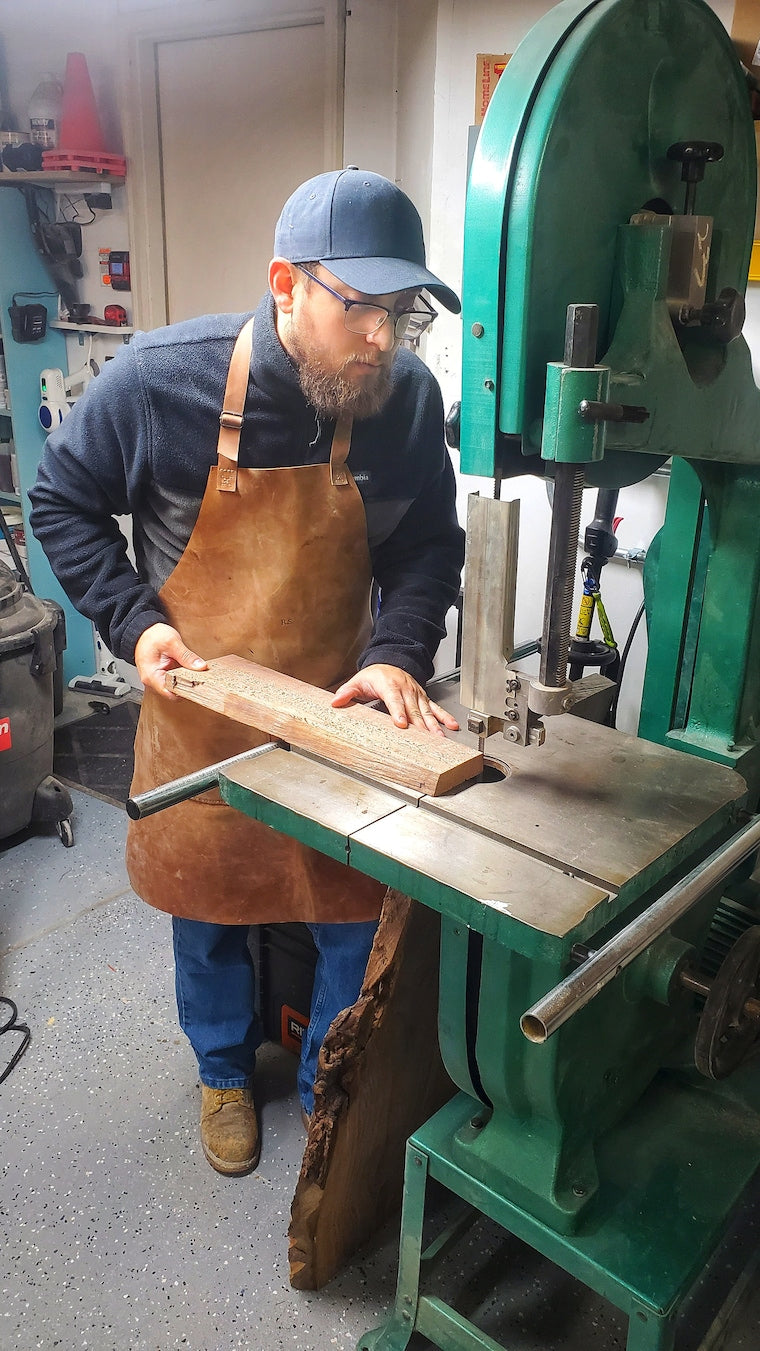 Ricardo Soto working with wood in his Illinois workshop