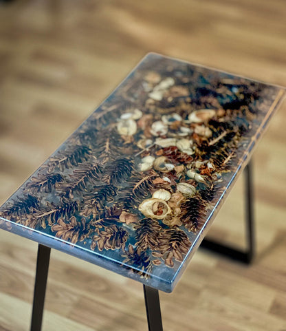 Pinecone epoxy end table