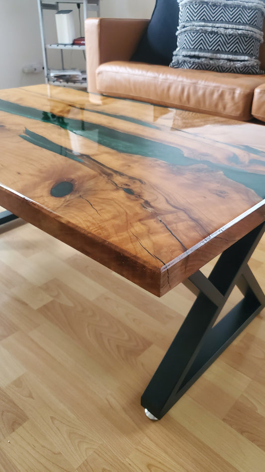 Emerald Green river epoxy table